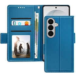 Avizar Étui Portefeuille pour Galaxy S26 Effet Cuir Cousu avec Dragonne Bleu