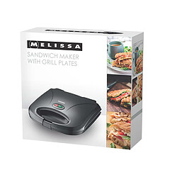 MELISSA Appareil à Sandwich 750 W Thermostat Auto et Plaques Antiadhésives Noir pas cher