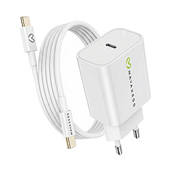 Mayaxess Chargeur Secteur pour iPhone 16 Pro Max 20W + Câble USB-C 1m Blanc