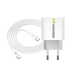Mayaxess Chargeur Secteur pour iPhone 15 Plus 20W + Câble USB-C 1m Blanc