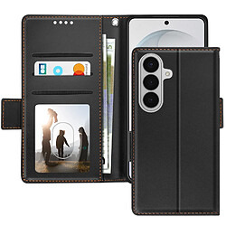 Avizar Étui Portefeuille pour Galaxy S26 Effet Cuir Cousu avec Dragonne Noir