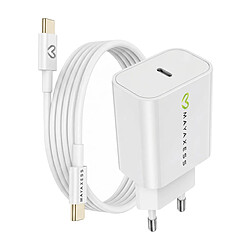 Mayaxess Chargeur Secteur pour iPhone 16 Pro 20W + Câble USB-C 1m Blanc