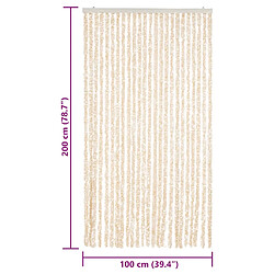 vidaXL Rideau anti-mouches beige et blanc 100x200 cm chenille pas cher