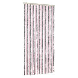 vidaXL Rideau anti-mouches gris argenté et rose 90x200 cm chenille