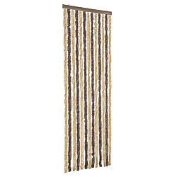 vidaXL Rideau anti-mouches marron foncé et beige 56x185 cm chenille