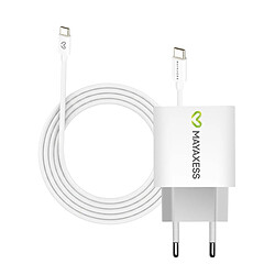 Mayaxess Chargeur Secteur pour Galaxy S22 Ultra 20W + Câble USB-C 1m Blanc