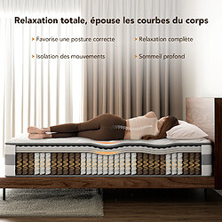 Acheter Matelas HOMAVO 140x200cm à Ressorts Ensachés 7 Zones -H3/H4 - Épaisseur 25cm