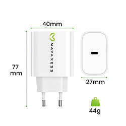 Mayaxess Chargeur Secteur pour Galaxy S22 20W + Câble USB-C 1m Blanc pas cher