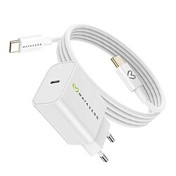 Mayaxess Chargeur Secteur pour Galaxy S22 20W + Câble USB-C 1m Blanc 