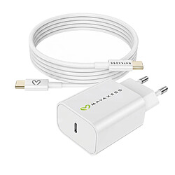 Mayaxess Chargeur Secteur pour Galaxy S24 20W + Câble USB-C 1m Blanc