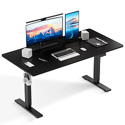 HOMAVO Bureau Assis-Debout Électrique 160x80cm - Hauteur 70-117cm - Noir