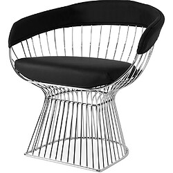 ICONIK INTERIOR Chaise de salle à manger avec accoudoirs - Cuir et métal - Barrel Noir