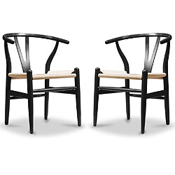 ICONIK INTERIOR Lot de 2 chaises de salle à manger en bois - Style scandinave - Wish Noir