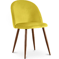 ICONIK INTERIOR Chaise de salle à manger - Tapissée de velours - Design scandinave - Evelyne Jaune