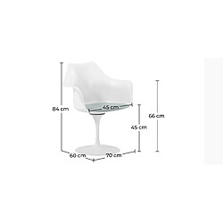 ICONIK INTERIOR Chaise de salle à manger avec accoudoirs - Chaise pivotante blanche -Tulipan Noir pas cher