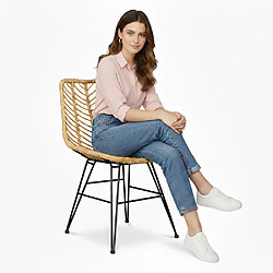 Avis ICONIK INTERIOR Chaise de salle à manger en rotin - Style Boho - Mia Noir