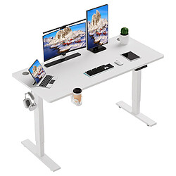 HOMAVO Bureau Assis-Debout Électrique 140x70cm - 70-119cm - Blanc