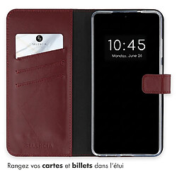 Avis Selencia Étui portefeuille en cuir véritable pour Samsung Galaxy S25 Ultra - Burgundy