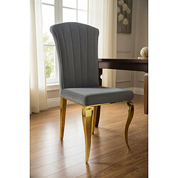 Homy France Lot de 6 Chaises baroque LOUIS Gold Velours Anthracite
