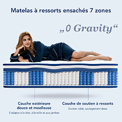 Acheter HOMAVO Matelas 7 Zones à Ressorts Ensachés 90x190cm - Épaisseur 22cm - Confort H3