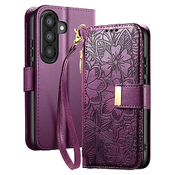Avizar Étui Galaxy A37 Motif Floral Violet foncé