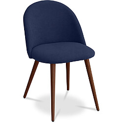 ICONIK INTERIOR Chaise de salle à manger - Tapissée en tissu - Style scandinave - Evelyne Bleu foncé
