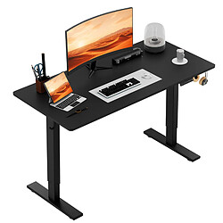 HOMAVO Bureau Assis-Debout Électrique 140x60cm - Hauteur 70-117cm - Noir