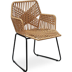 ICONIK INTERIOR Chaise de salle à manger en rotin - Chaise de jardin Boho Bali Design - Tale Noir