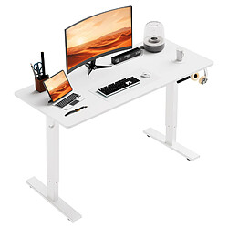 HOMAVO Bureau Assis-Debout Électrique 110x60cm - Hauteur 70-117cm - Blanc