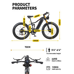 BURCHDA Vélo Électrique HC26 Double moteur 2000W Double Moteur 48V30Ah 120km 45km/h 26*4.0 pas cher