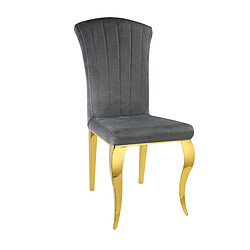 Homy France Lot de 6 Chaises baroque LOUIS Gold Velours Anthracite