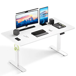 HOMAVO Bureau Assis-Debout Électrique 160x80cm - Hauteur 70-117cm - Blanc