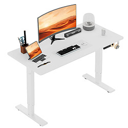 HOMAVO Bureau Assis-Debout Électrique 140x60cm - Hauteur 70-117cm - Blanc