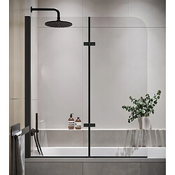 Badplaats Paroi de baignoire Austin 120 x 140 cm - noir - verre transparent pas cher