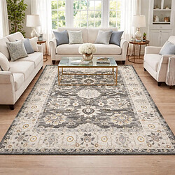 UnAmourDeTapis Tapis d'orient, 240 x 340 cm, noir et beige, relief oriental élégant, LYN51 OPALE