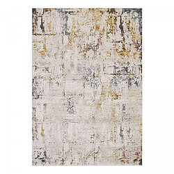 UnAmourDeTapis Tapis salon, 200 x 290 cm, beige, jaune et marron, motif abstrait en relief, LYN51 OCRE