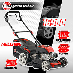 Elem Garden Technic Tondeuse thermique tractée 169 CC - 508mm avec éjection latérale et mulching
