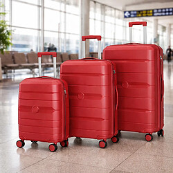 Avis Avizar Set de 3 Valises Rigides à Roulettes 4 Roues Pivotantes 55-65-75cm Rouge