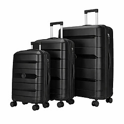 Avizar Set de 3 Valises Rigides à Roulettes 4 Roues Pivotantes 55-65-75cm Noir