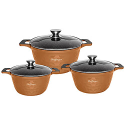 Cheffinger Set de 3 Marmites Aluminium Marron