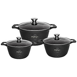 Cheffinger Set de 3 Marmites Aluminium Noir