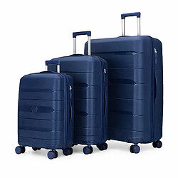 Avizar Set de 3 Valises Rigides à Roulettes 4 Roues Pivotantes 55-65-75cm Bleu