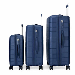 Avizar Set de 3 Valises Rigides à Roulettes 4 Roues Pivotantes 55-65-75cm Bleu pas cher