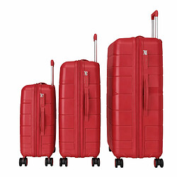 Avizar Set de 3 Valises Rigides à Roulettes 4 Roues Pivotantes 55-65-75cm Rouge pas cher