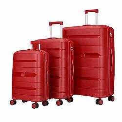 Avizar Set de 3 Valises Rigides à Roulettes 4 Roues Pivotantes 55-65-75cm Rouge