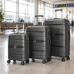 Avis Avizar Set de 3 Valises Rigides à Roulettes 4 Roues Pivotantes 55-65-75cm Gris
