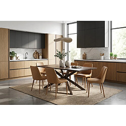 Avis Homy France Table à manger rectangulaire effet noyer 6 à 8 personnes 180x90 cm XAVIER