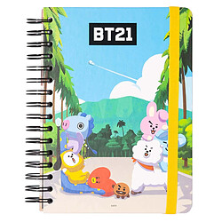 Line Friends BT21 Friends BT21 Carnet A5 Rigide à Spirale 180 Pages Motif Personnages BT21 Fun Bleu / Marron
