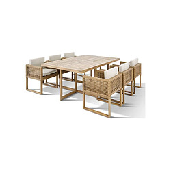 BOCARNEA CUBO - Salon repas de jardin 6 places - Gris