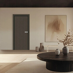 Reivilo Bloc-porte Miro avec poignée Exclusive grise, H.204 x l.63 cm, aspect cuir basalte